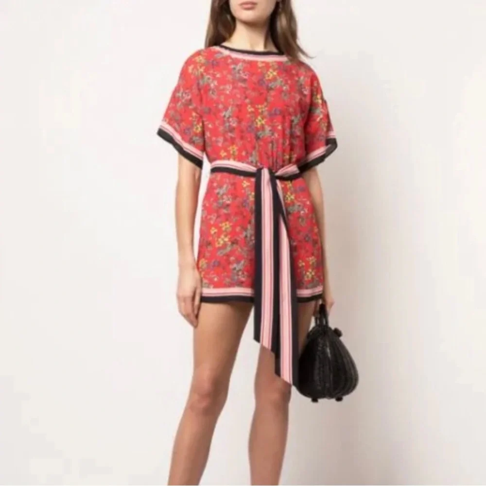 NWOT Alice + Olivia Bowie Floral Red Romper Size 6